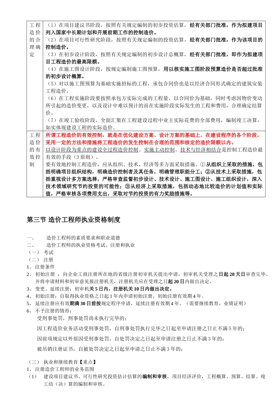 XXXX工程造价基础理论和相关法规精华总结_第3页