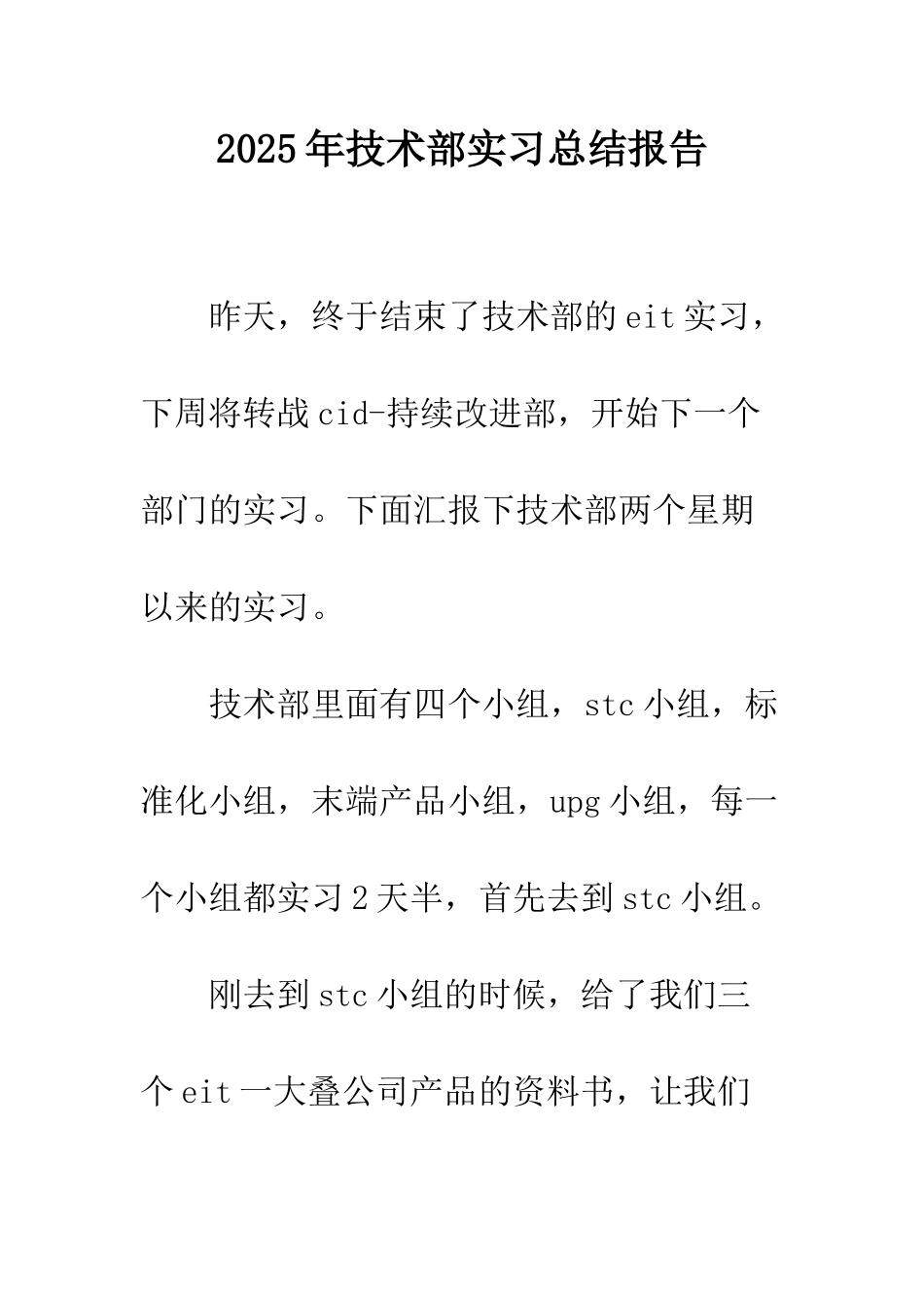 2025年技术部实习总结报告_第1页