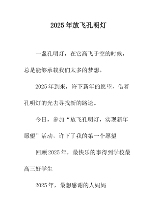 2025年放飞孔明灯
