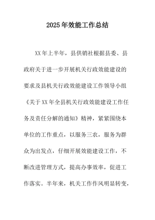 2025年效能工作总结