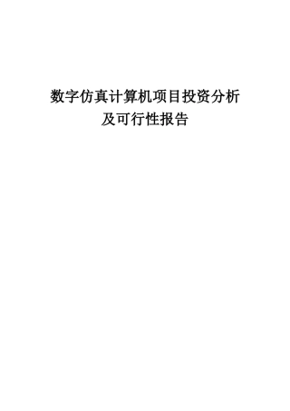 2025年数字仿真计算机项目投资分析及可行性报告