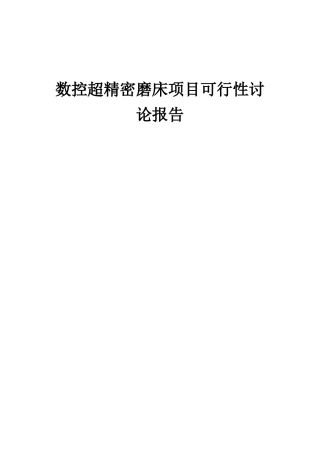 2025年数控超精密磨床项目可行性研究报告