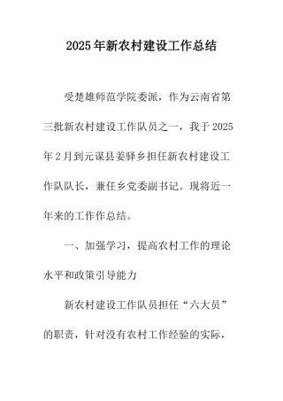 2025年新农村建设工作总结-1