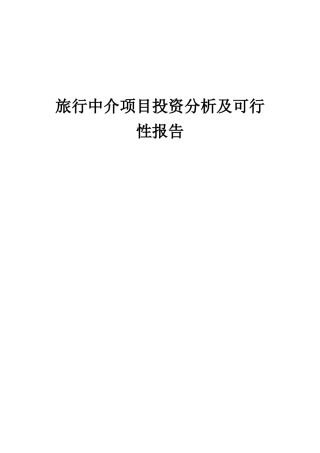 2025年旅行中介项目投资分析及可行性报告