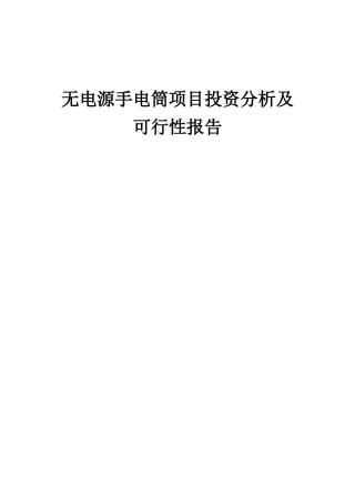 2025年无电源手电筒项目投资分析及可行性报告