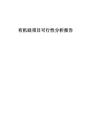 2025年有机硅项目可行性分析报告