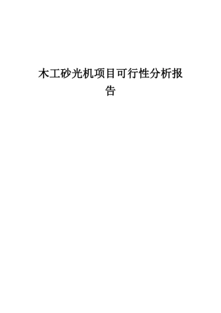 2025年木工砂光机项目可行性分析报告