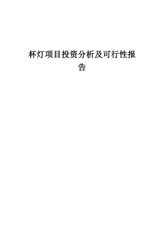 2025年杯灯项目投资分析及可行性报告