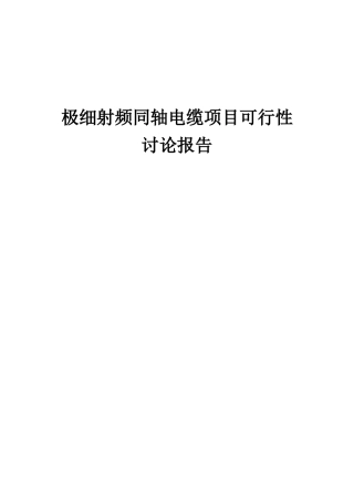 2025年极细射频同轴电缆项目可行性研究报告