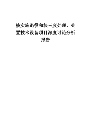 2025年核实施退役和核三废处理、处置技术设备项目深度研究分析报告