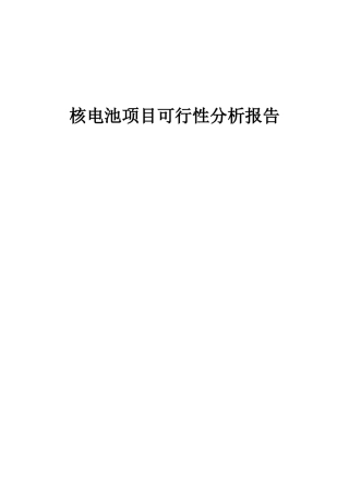 2025年核电池项目可行性分析报告