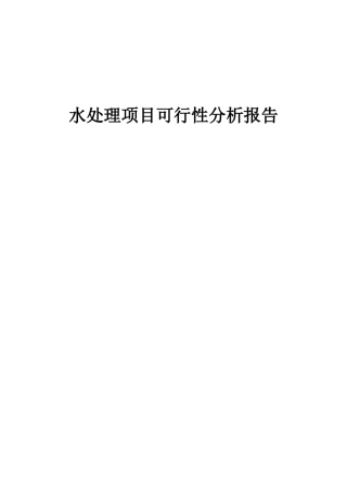 2025年水处理项目可行性分析报告