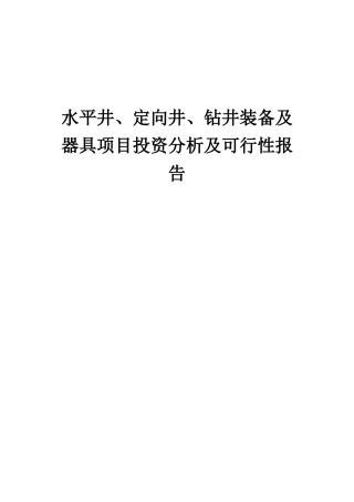 2025年水平井、定向井、钻井装备及器具项目投资分析及可行性报告