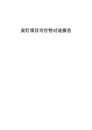 2025年汞灯项目可行性研究报告