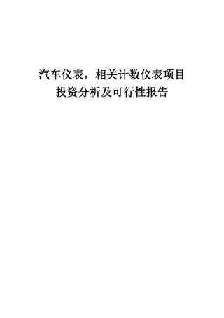 2025年汽车仪表-相关计数仪表项目投资分析及可行性报告
