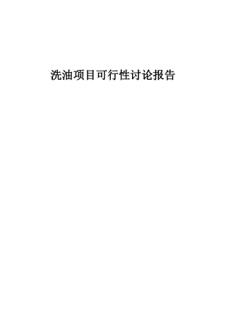 2025年洗油项目可行性研究报告