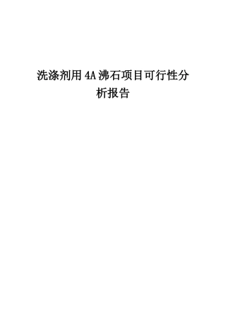 2025年洗涤剂用4A沸石项目可行性分析报告
