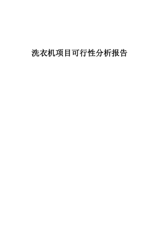 2025年洗衣机项目可行性分析报告