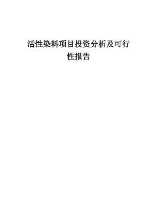 2025年活性染料项目投资分析及可行性报告