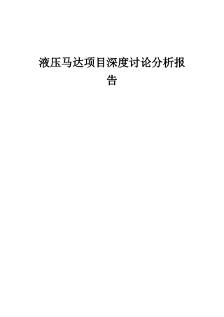 2025年液压马达项目深度研究分析报告