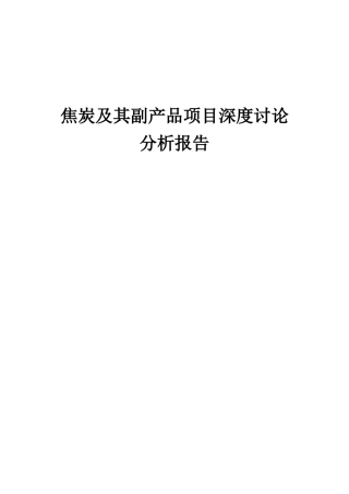 2025年焦炭及其副产品项目深度研究分析报告