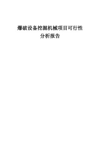 2025年爆破设备挖掘机械项目可行性分析报告