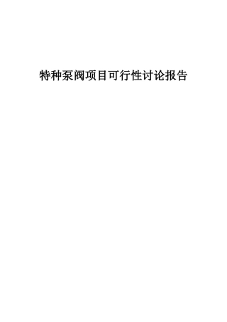 2025年特种泵阀项目可行性研究报告