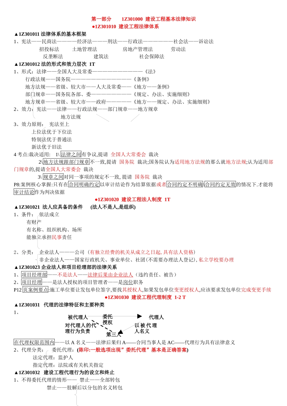 XXXX年级建造师法律法规-考点总结_第1页