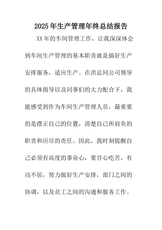 2025年生产管理年终总结报告