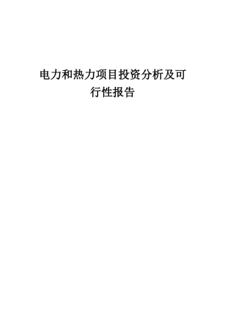 2025年电力和热力项目投资分析及可行性报告