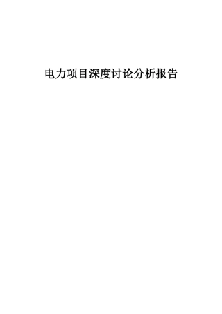 2025年电力项目深度研究分析报告