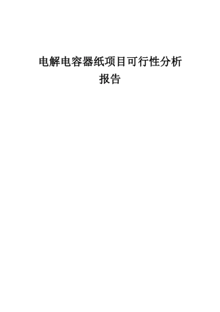 2025年电解电容器纸项目可行性分析报告