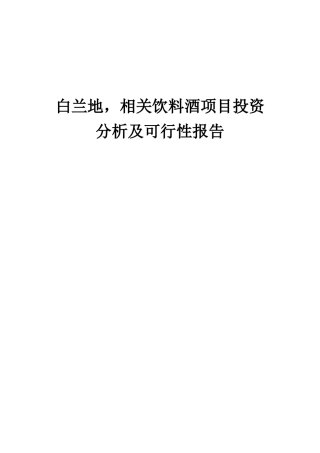 2025年白兰地-相关饮料酒项目投资分析及可行性报告