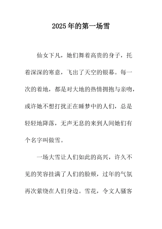 2025年的第一场雪