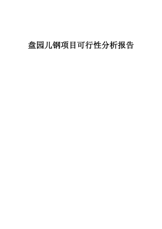 2025年盘园儿钢项目可行性分析报告
