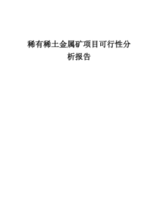 2025年稀有稀土金属矿项目可行性分析报告