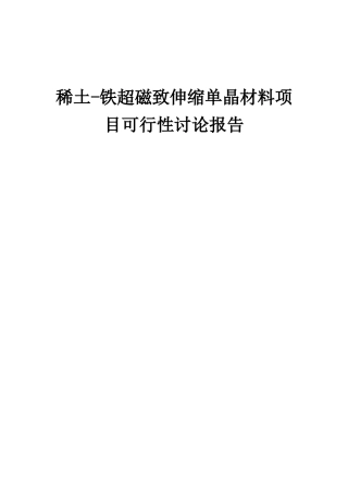 2025年稀土-铁超磁致伸缩单晶材料项目可行性研究报告