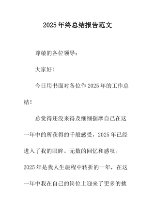 2025年终总结报告范文