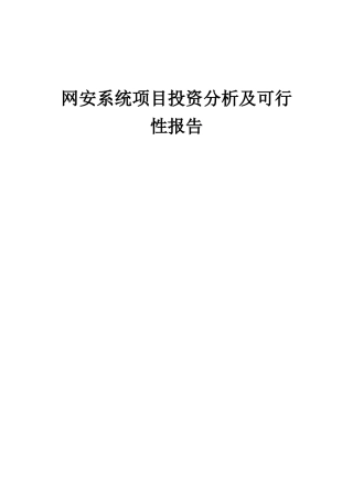 2025年网安系统项目投资分析及可行性报告