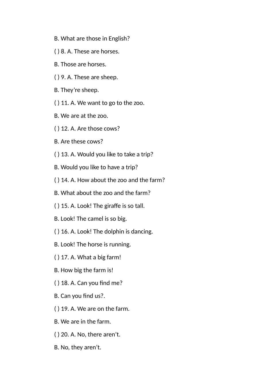 16四年级英语下册第六单元测试题（人教）_第2页