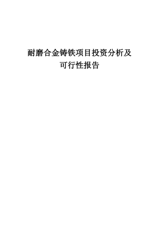 2025年耐磨合金铸铁项目投资分析及可行性报告