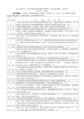XXXX年重庆市“干部任用政策法规及换届纪律规定”知识竞赛试题库 拼音