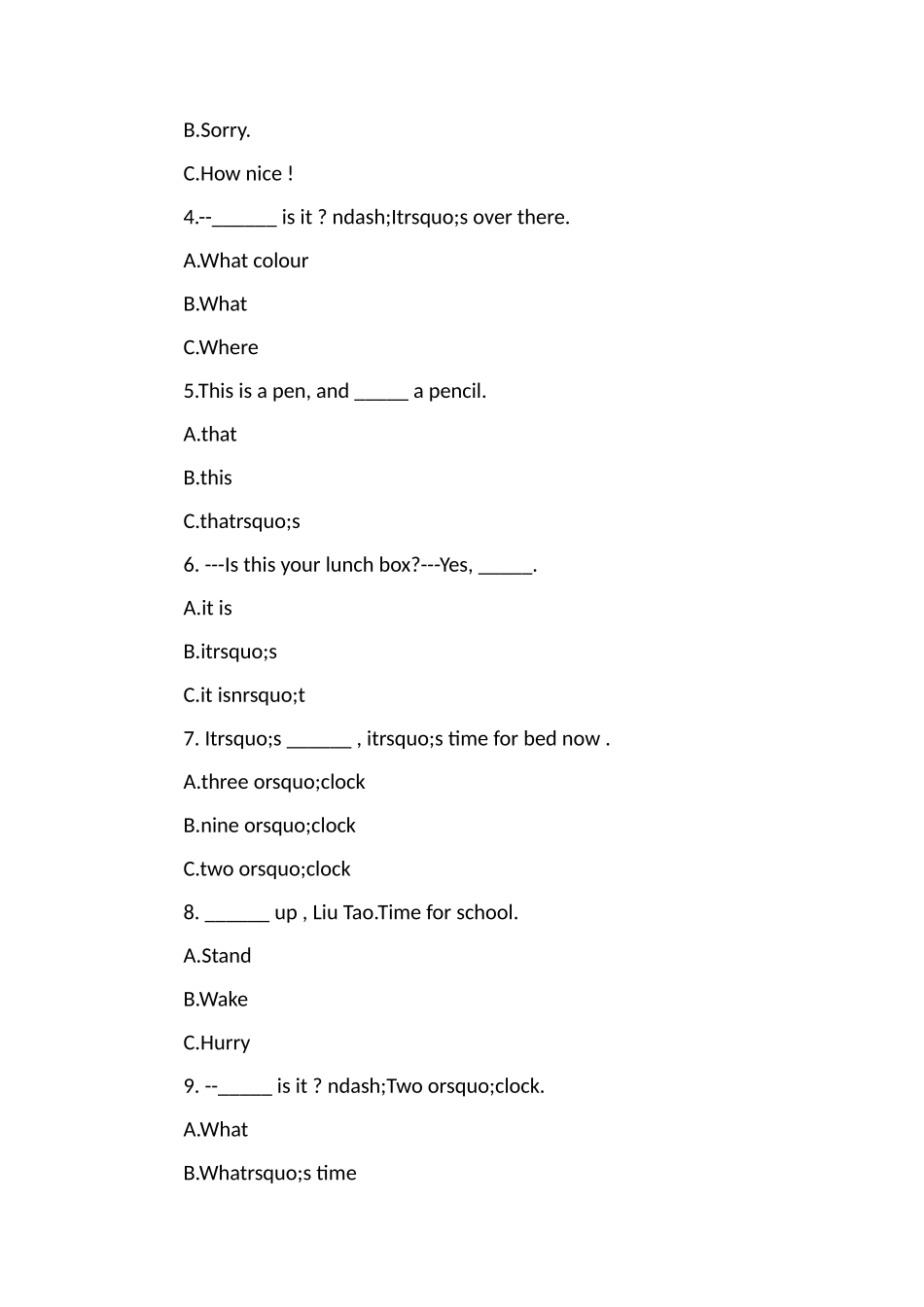 1617学年三年级上学期英语期中试题_第2页