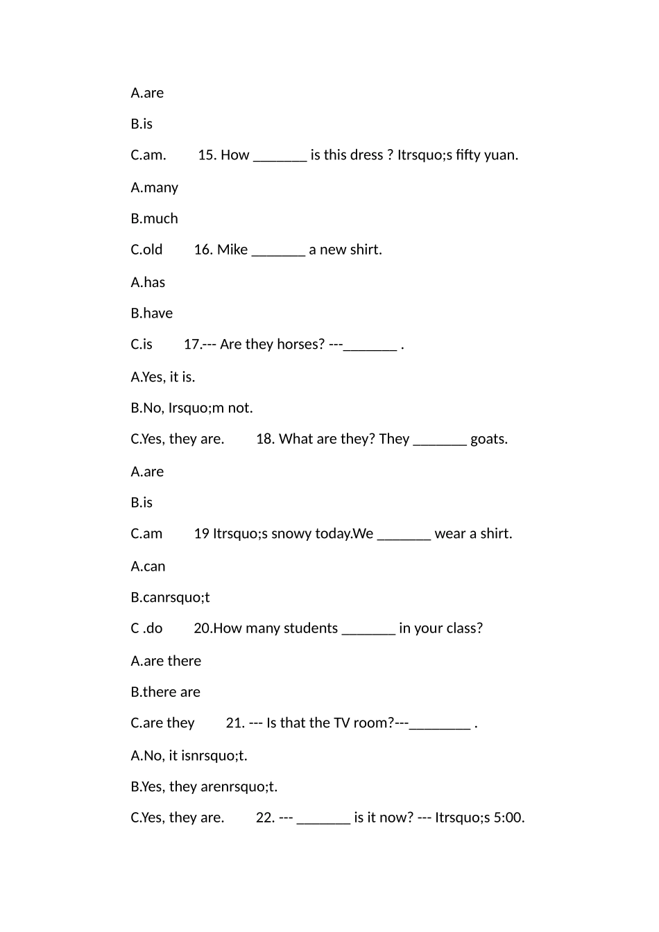PEP英语四年级下册专项练习：情景对话_第3页