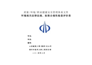 XXXX法律法规合规性检查评价表