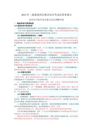 X年二级建造师法规及知识必看重点