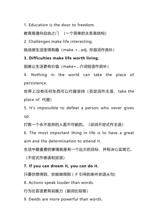 初中英语100句经典名言