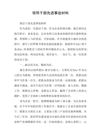 领导干部先进事迹材料