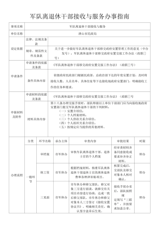 军队离退休干部接收与服务办事指南