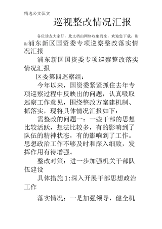 巡视整改情况汇报